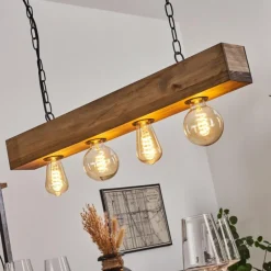 Suspension Berat Brun, Noir, 4 lumières