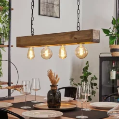 Suspension Berat Brun, Noir, 4 lumières