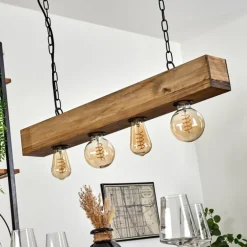 Suspension Berat Brun, Noir, 4 lumières