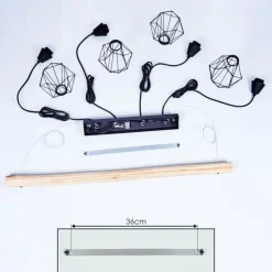 Suspension Betsele Bois clair, Noir, 4 lumières