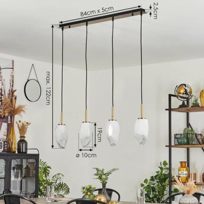 Suspension Bocayuva Laiton, 4 lumières