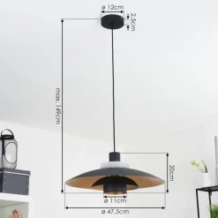 Suspension Boeven Noir, Blanc, 1 lumière