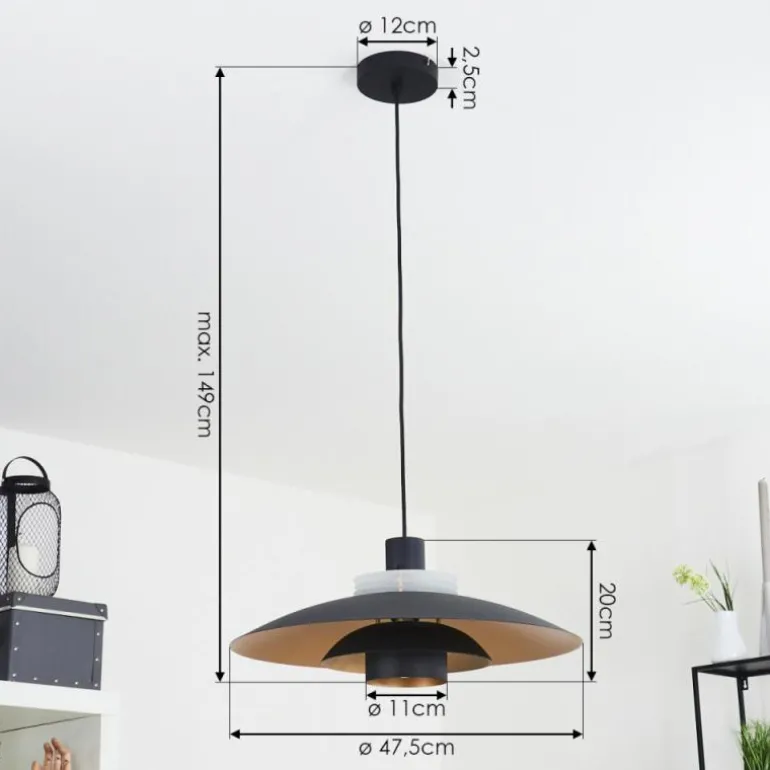 Suspension Boeven Noir, Blanc, 1 lumière