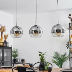 Suspension Boules 25 cm Koyoto Clair, Fumé, 3 lumières