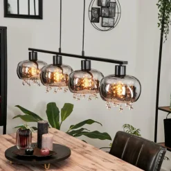 Suspension Boundry Noir, 4 lumières