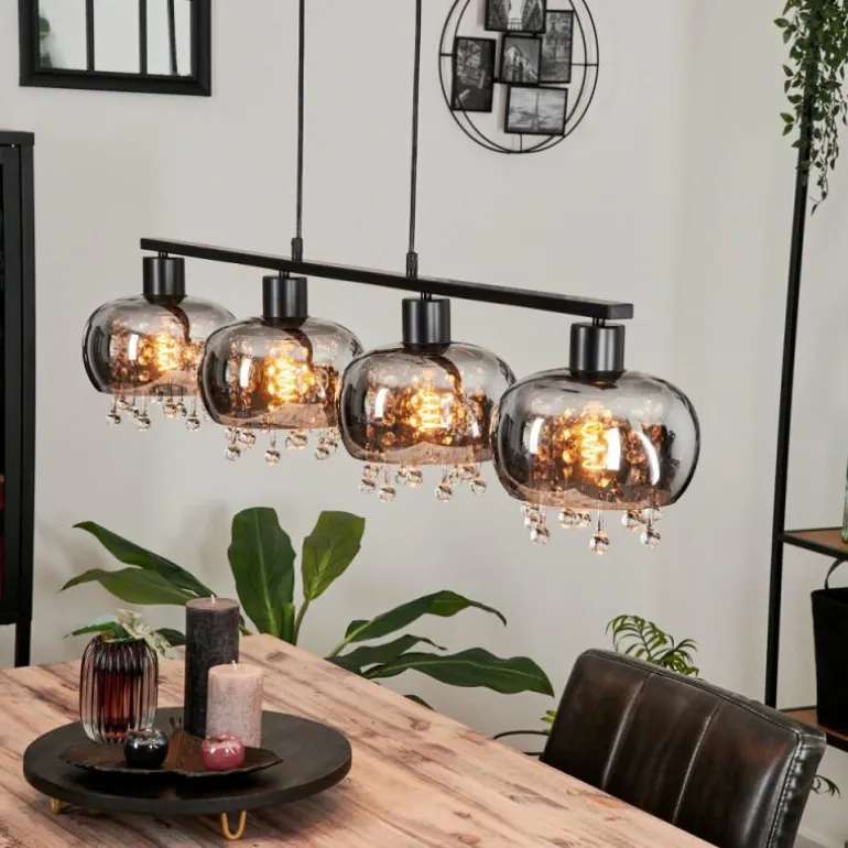 Suspension Boundry Noir, 4 lumières