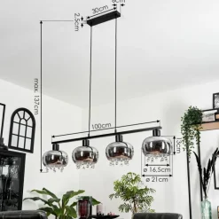 Suspension Boundry Noir, 4 lumières