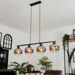 Suspension Boundry Noir, 4 lumières