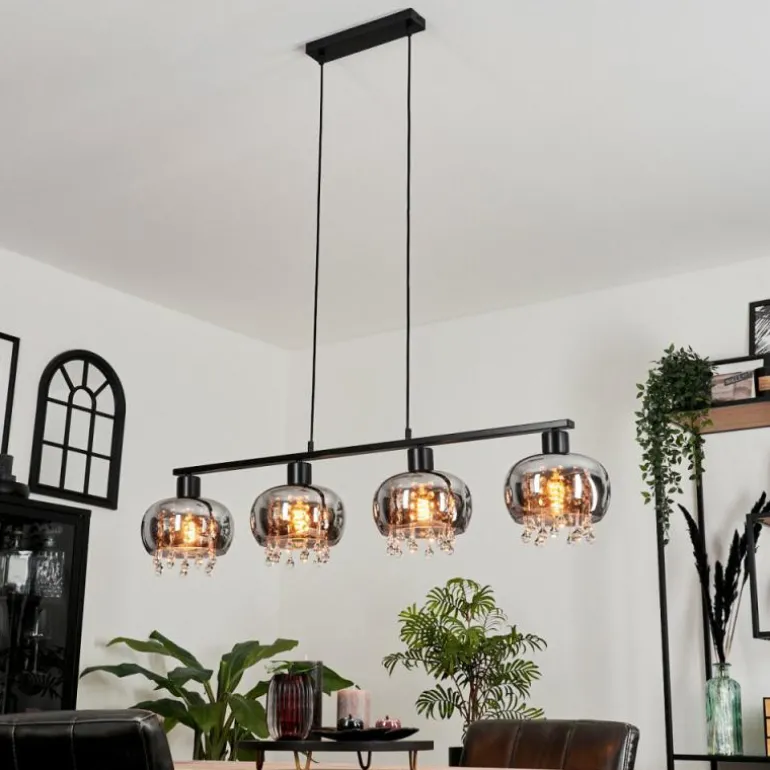 Suspension Boundry Noir, 4 lumières