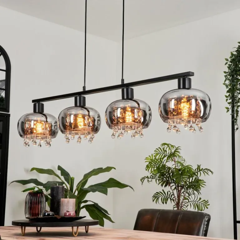 Suspension Boundry Noir, 4 lumières