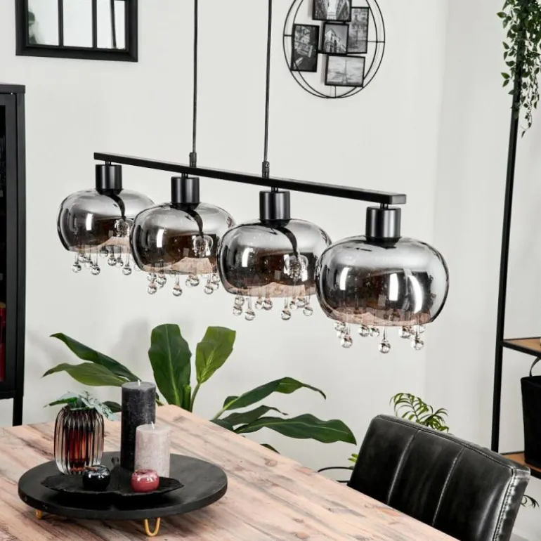 Suspension Boundry Noir, 4 lumières