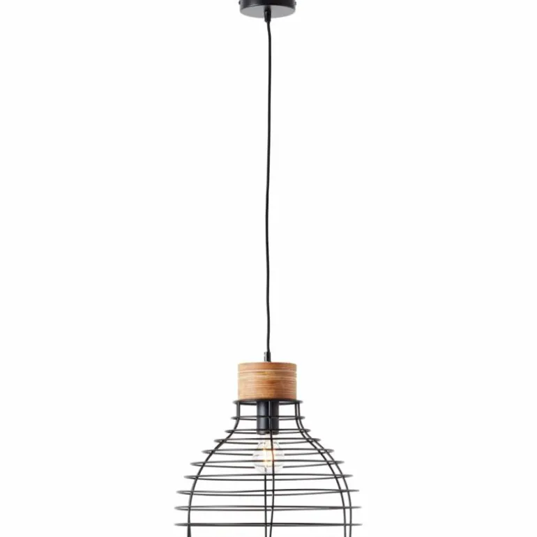 Suspension Brilliant Avia Bois clair, Noir, 1 lumière