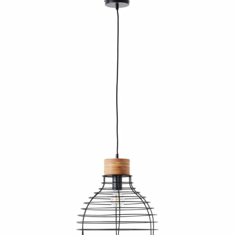 Suspension Brilliant Avia Bois clair, Noir, 1 lumière