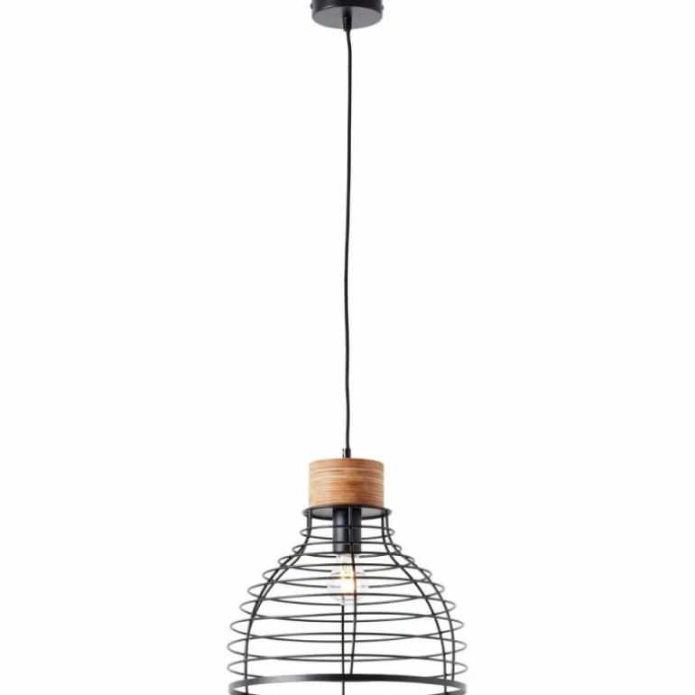 Suspension Brilliant Avia Bois clair, Noir, 1 lumière