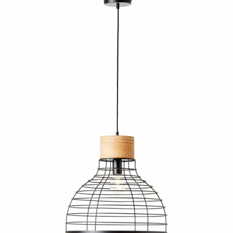 Suspension Brilliant Avia Bois clair, Noir, 1 lumière