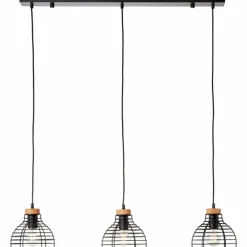 Suspension Brilliant Avia Bois clair, Noir, 3 lumières