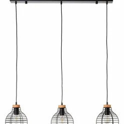 Suspension Brilliant Avia Bois clair, Noir, 3 lumières