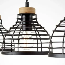 Suspension Brilliant Avia Bois clair, Noir, 3 lumières