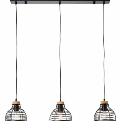 Suspension Brilliant Avia Bois clair, Noir, 3 lumières