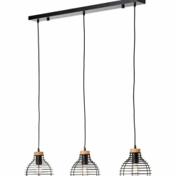 Suspension Brilliant Avia Bois clair, Noir, 3 lumières