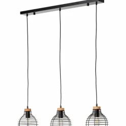 Suspension Brilliant Avia Bois clair, Noir, 3 lumières