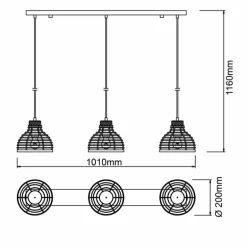 Suspension Brilliant Avia Bois clair, Noir, 3 lumières