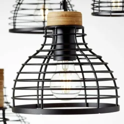 Suspension Brilliant Avia Bois clair, Noir, 6 lumières
