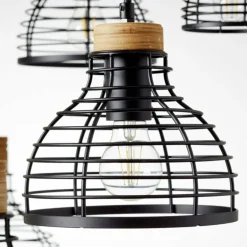 Suspension Brilliant Avia Bois clair, Noir, 6 lumières