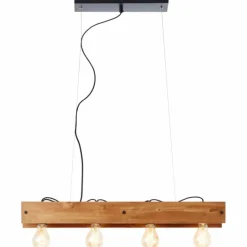 Suspension Brilliant Calandra Bois clair, Noir, 4 lumières