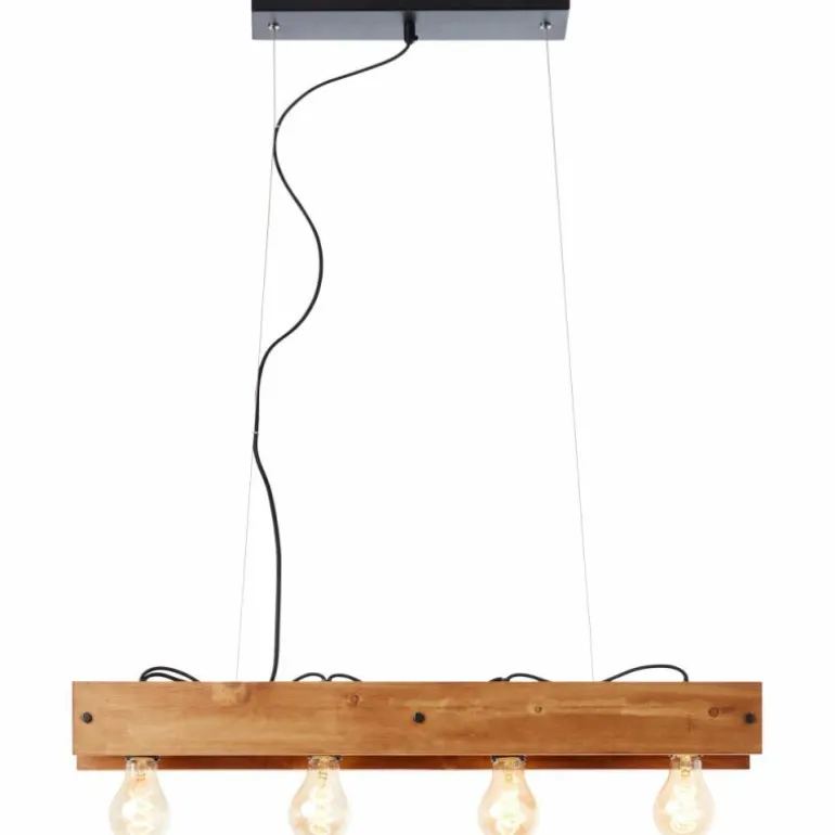 Suspension Brilliant Calandra Bois clair, Noir, 4 lumières