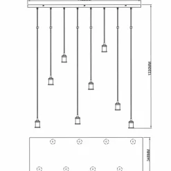 Suspension Brilliant Darcia Noir, 8 lumières