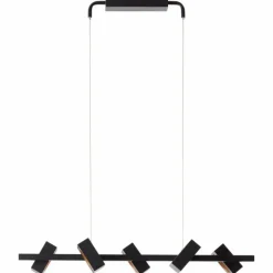 Suspension Brilliant Dillard LED Or, Noir, 5 lumières, Télécommandes