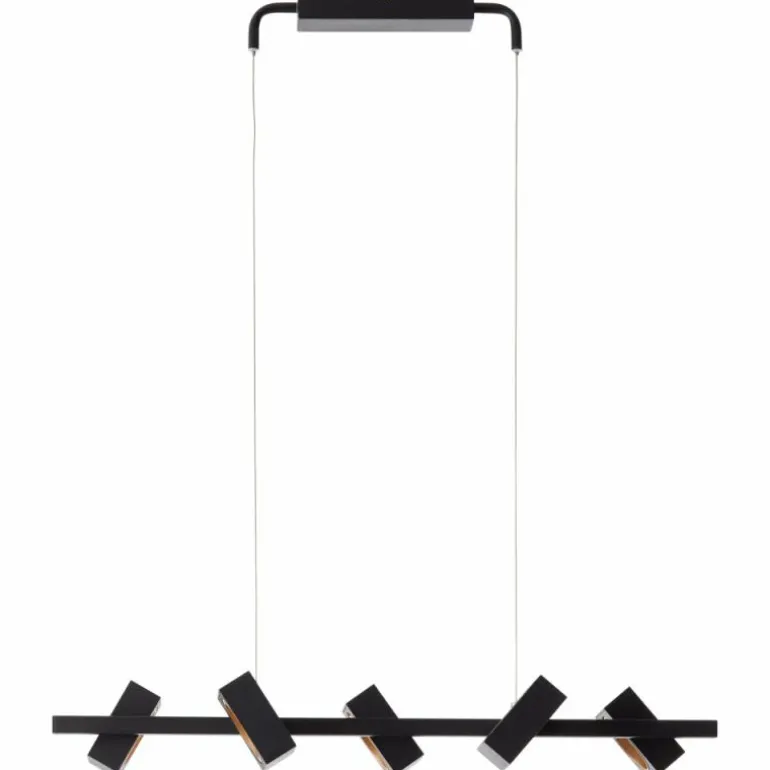 Suspension Brilliant Dillard LED Or, Noir, 5 lumières, Télécommandes