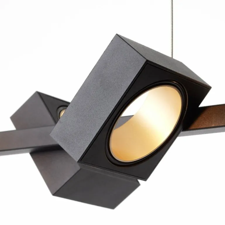 Suspension Brilliant Dillard LED Or, Noir, 5 lumières, Télécommandes