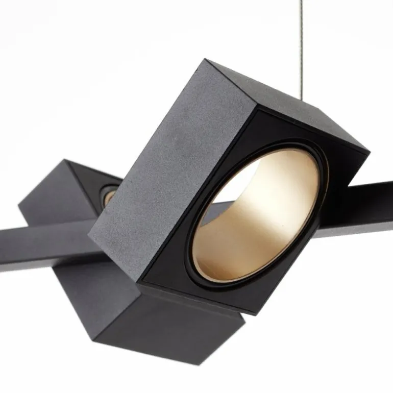 Suspension Brilliant Dillard LED Or, Noir, 5 lumières, Télécommandes