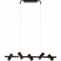 Suspension Brilliant Dillard LED Or, Noir, 5 lumières, Télécommandes