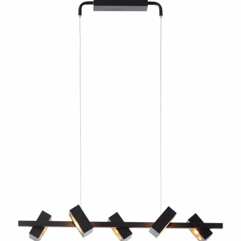 Suspension Brilliant Dillard LED Or, Noir, 5 lumières, Télécommandes