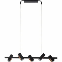 Suspension Brilliant Dillard LED Or, Noir, 5 lumières, Télécommandes