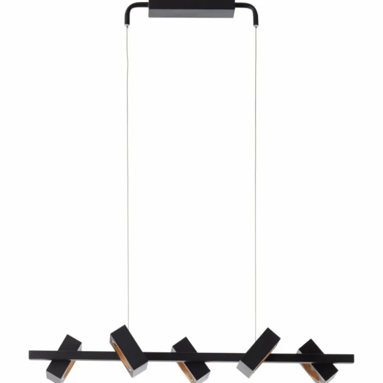 Suspension Brilliant Dillard LED Or, Noir, 5 lumières, Télécommandes
