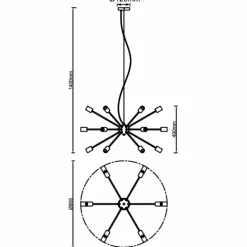 Suspension Brilliant Dree Noir, 18 lumières