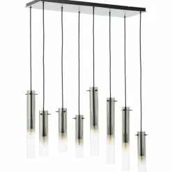 Suspension Brilliant Glasini Noir, 8 lumières