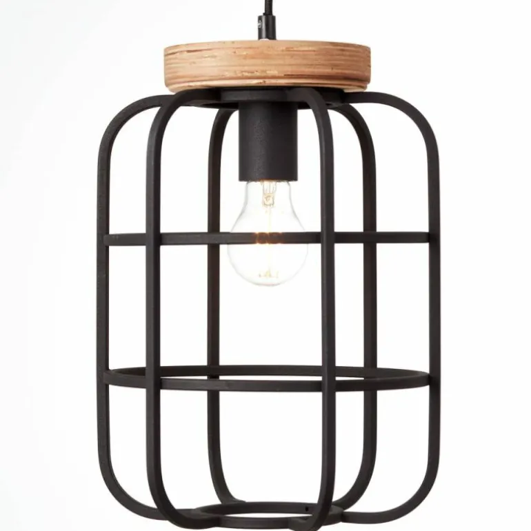 Suspension Brilliant Gwen Bois clair, Noir, 1 lumière