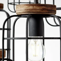 Suspension Brilliant Gwen Bois foncé, Noir, 6 lumières