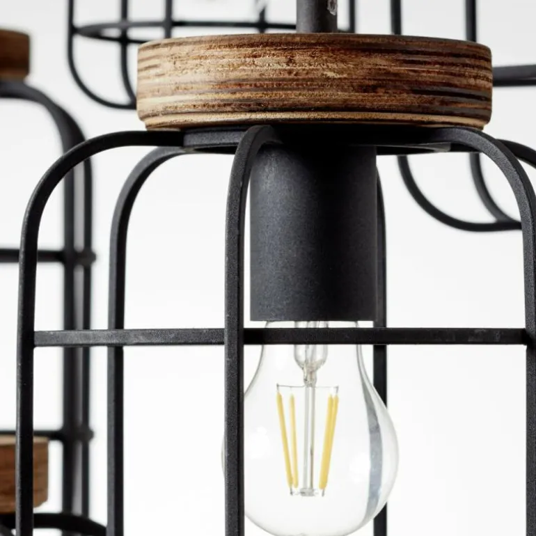 Suspension Brilliant Gwen Bois foncé, Noir, 6 lumières