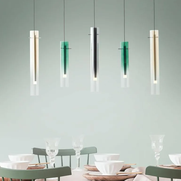 Suspension Brilliant Inez LED Argenté, 5 lumières