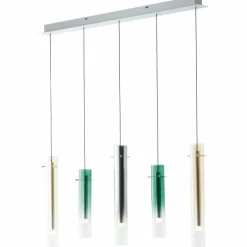 Suspension Brilliant Inez LED Argenté, 5 lumières