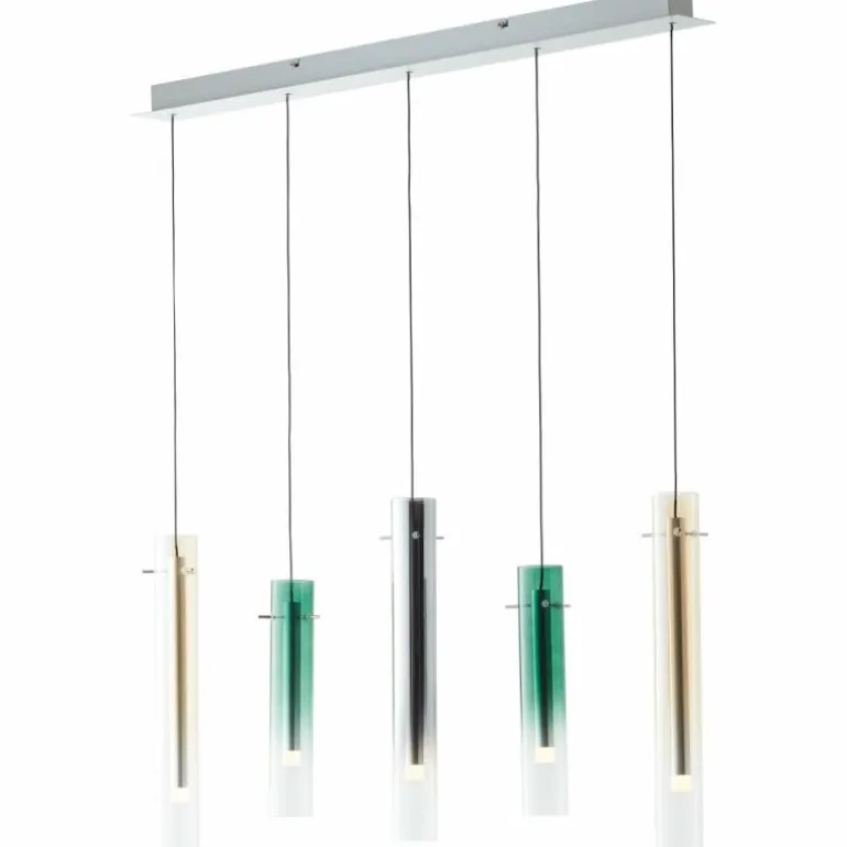 Suspension Brilliant Inez LED Argenté, 5 lumières