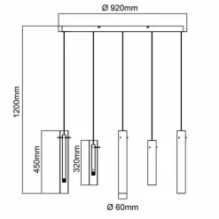 Suspension Brilliant Inez LED Argenté, 5 lumières