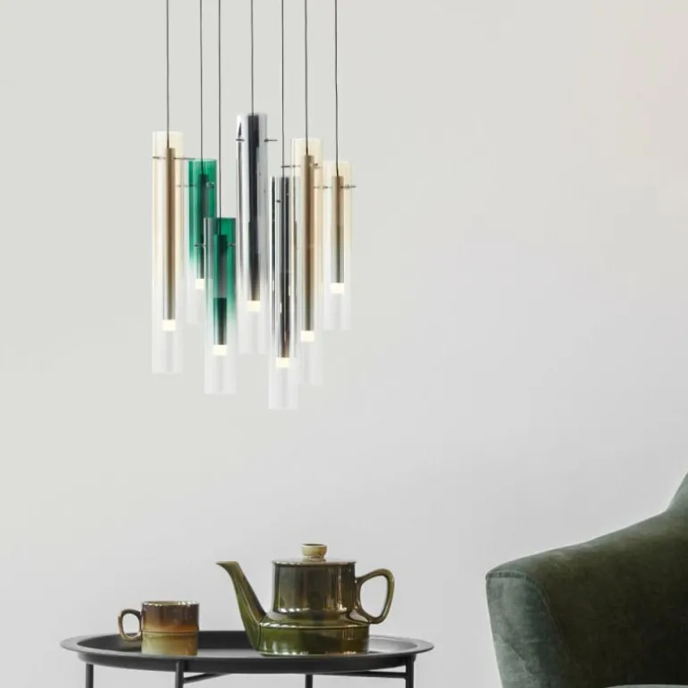 Suspension Brilliant Inez LED Argenté, 7 lumières