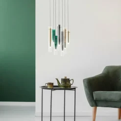 Suspension Brilliant Inez LED Argenté, 7 lumières